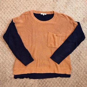 Madewell - Tan And Navy Color Block Sweater